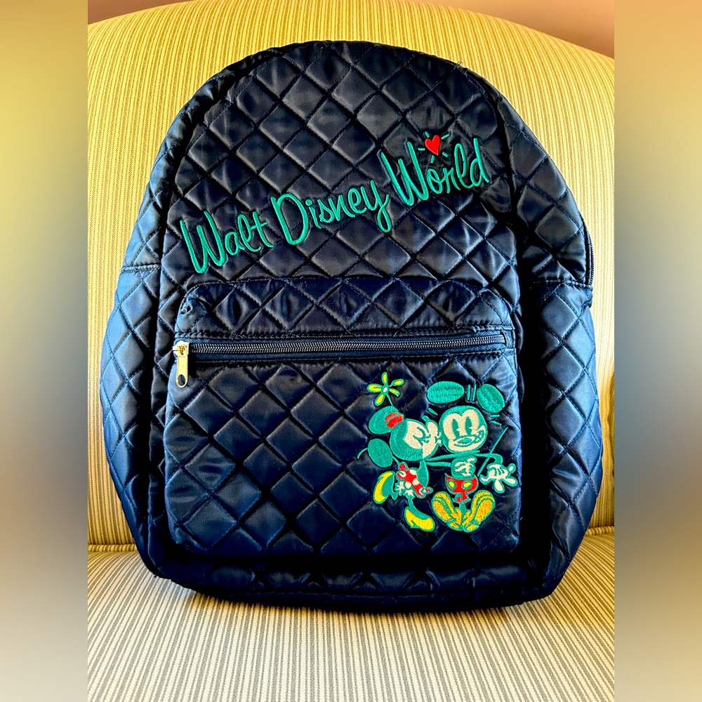 Mickey & Minnie Mouse quilted navy backpack from Walt Disney World